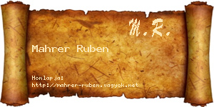 Mahrer Ruben névjegykártya